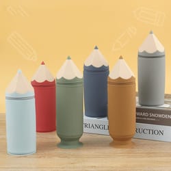 retractable silicone pen pouch, large capacity pencil case organizer