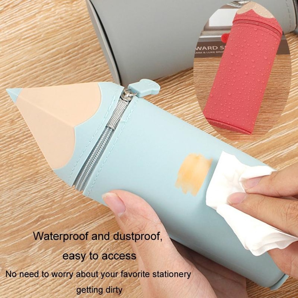 Retractable Silicone Pen Pouch Large Capacity Pencil Case Organizer 4