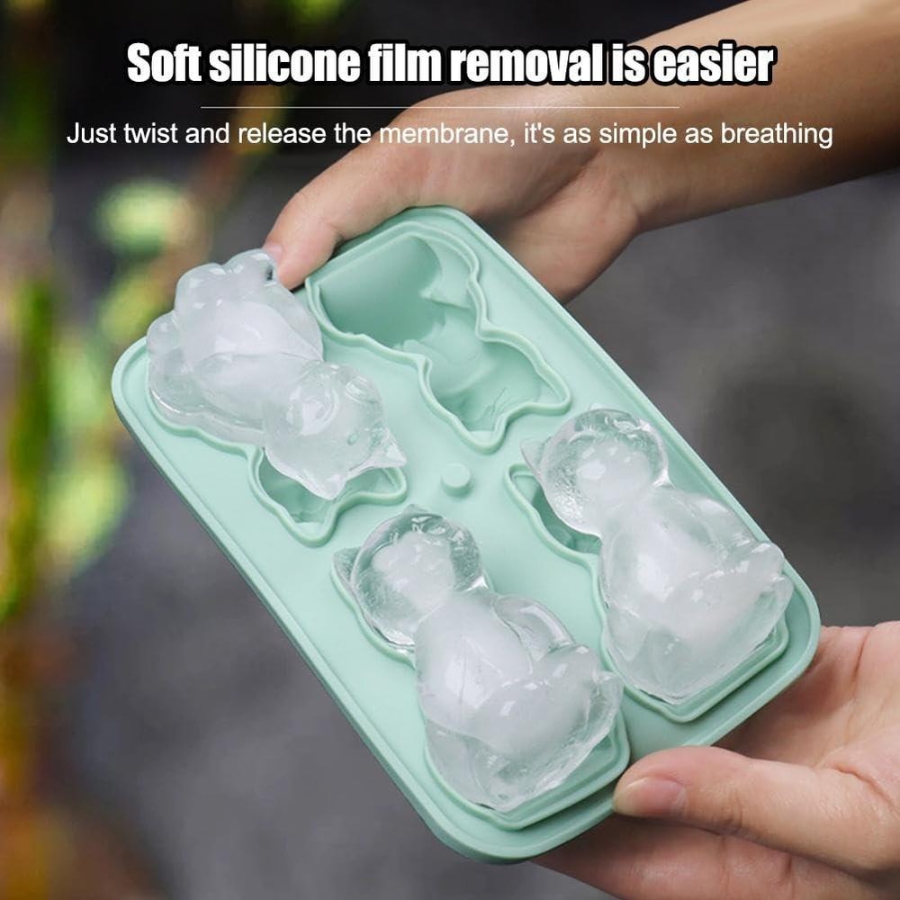 3D Cat Whiskey Ice Cube Tray Premium Silicone Ice Mold 2