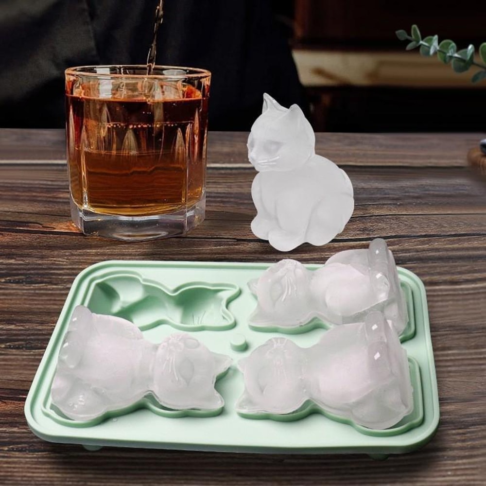 3D Cat Whiskey Ice Cube Tray Premium Silicone Ice Mold 5