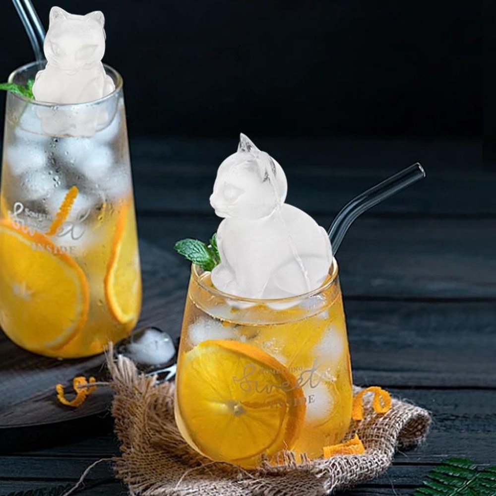3D Cat Whiskey Ice Cube Tray Premium Silicone Ice Mold 6