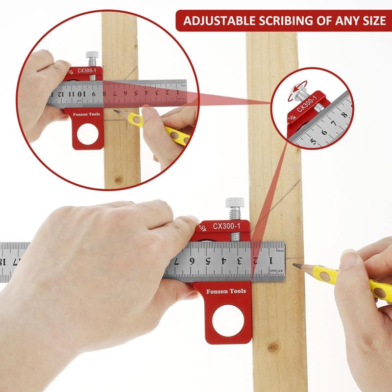 Precision Adjustable Woodworking Square Ruler Measuring Tool Carpentry Angle Marking 6