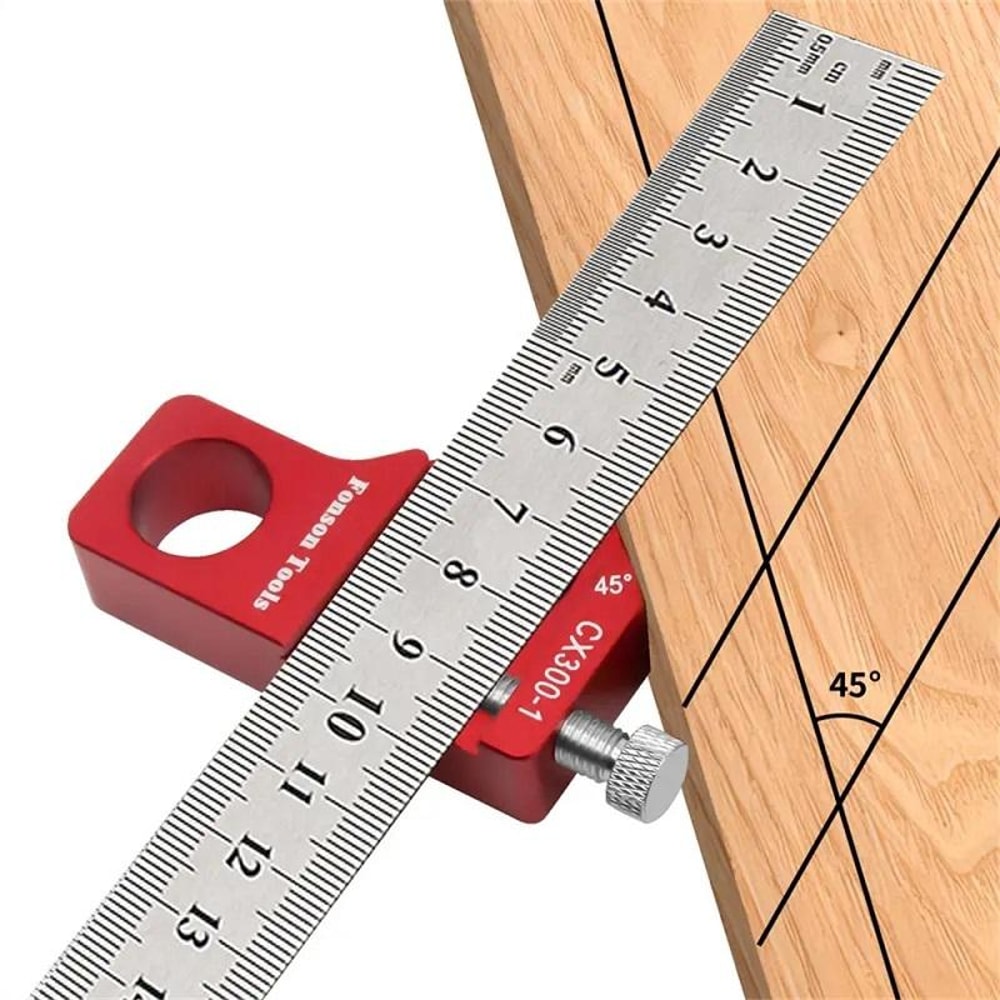 Precision Adjustable Woodworking Square Ruler Measuring Tool Carpentry Angle Marking 0