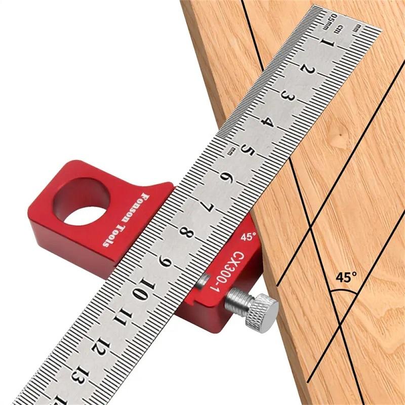 Precision Adjustable Woodworking Square Ruler Measuring Tool Carpentry Angle Marking 0
