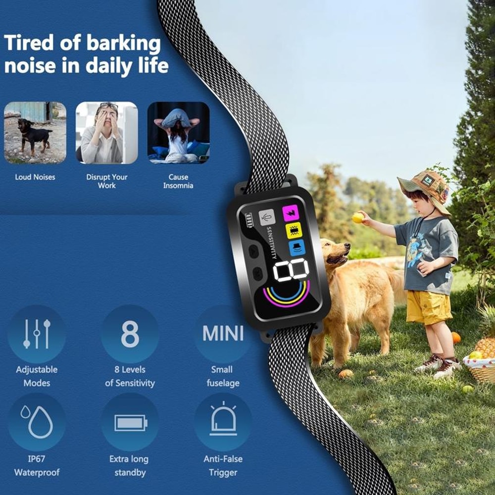 Smart Color Screen Dog Bark Trainer Collar With Adjustable Anti Bark Control 1
