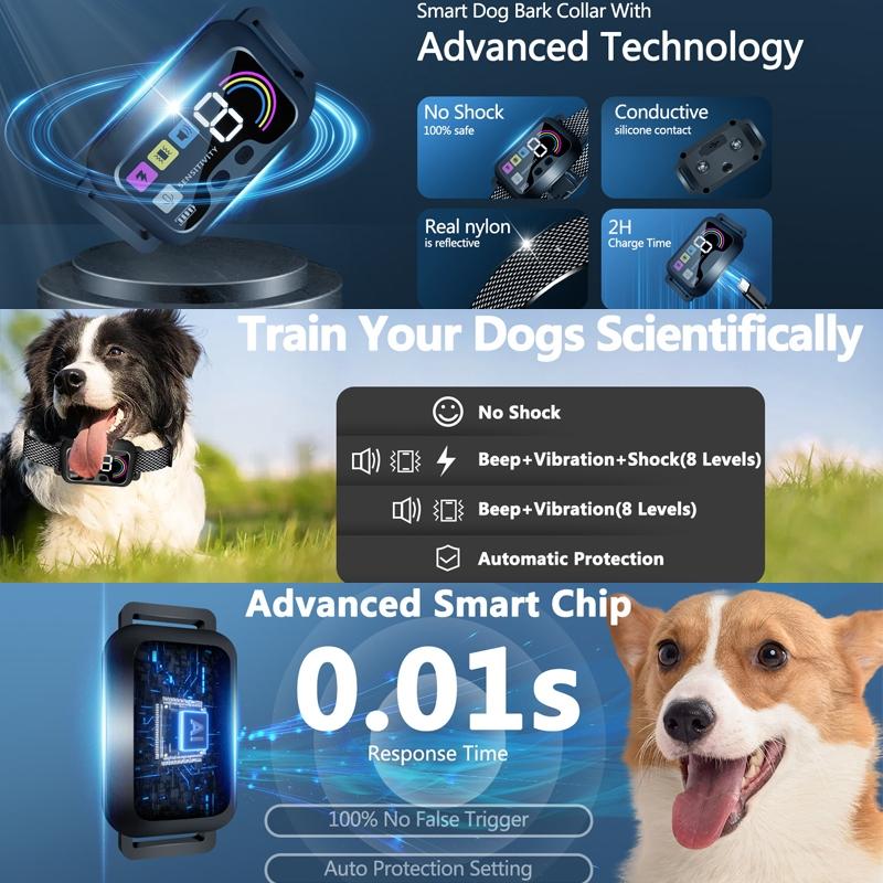 Smart Color Screen Dog Bark Trainer Collar With Adjustable Anti Bark Control 2