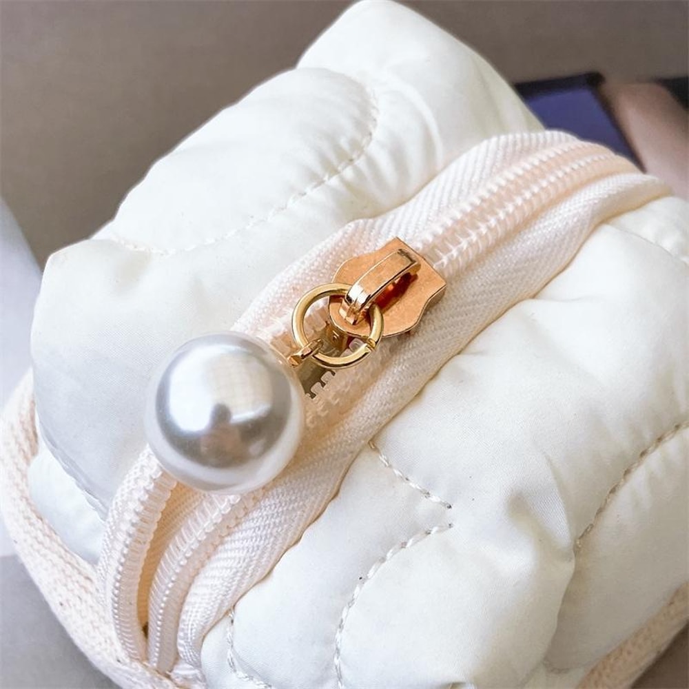 Beige Compact Earphone Storage & Coin Storage Bag, Durable Mini Pouch