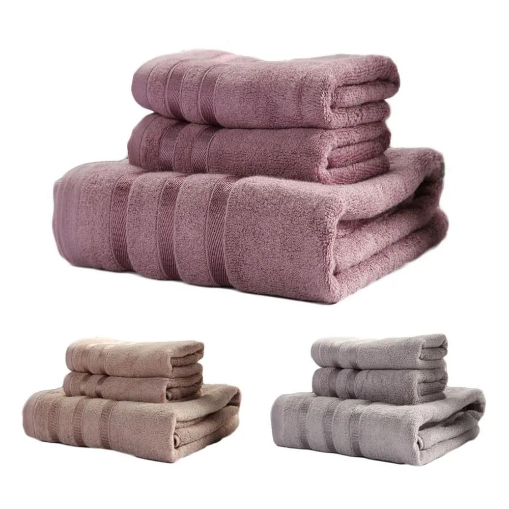 Premium 3 Piece Bamboo Cotton Towel Set Soft Plush Absorbent Towels 1