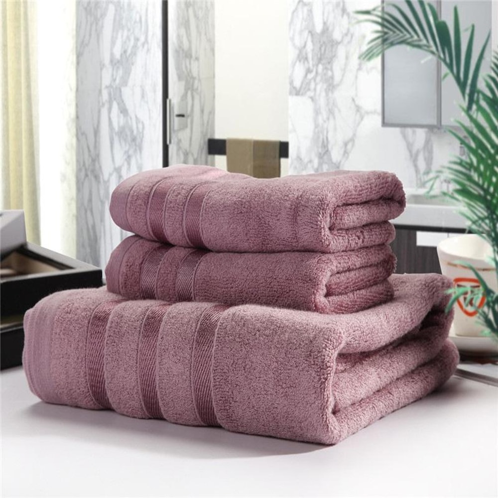 Premium 3 Piece Bamboo Cotton Towel Set Soft Plush Absorbent Towels 7