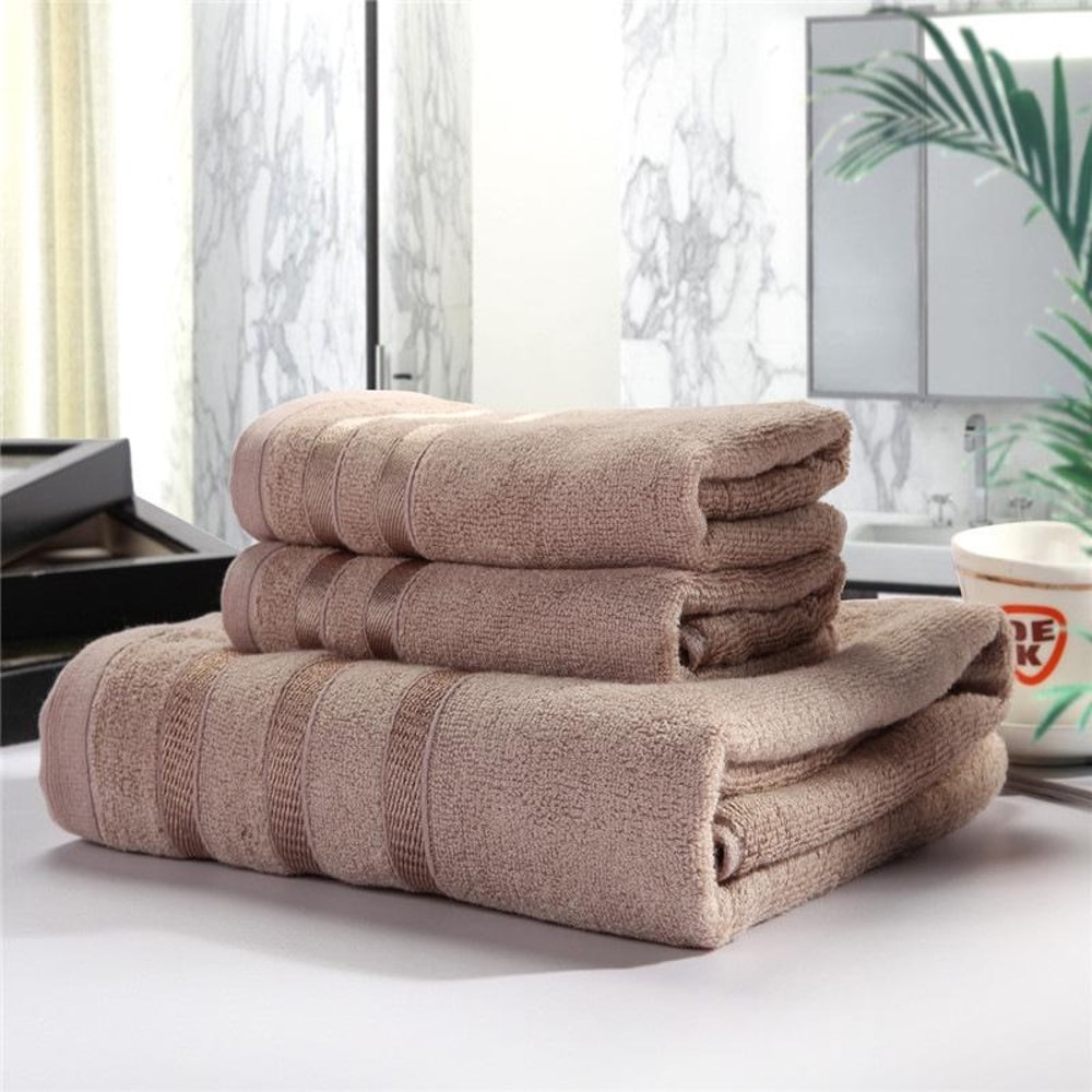 Premium 3 Piece Bamboo Cotton Towel Set Soft Plush Absorbent Towels 8