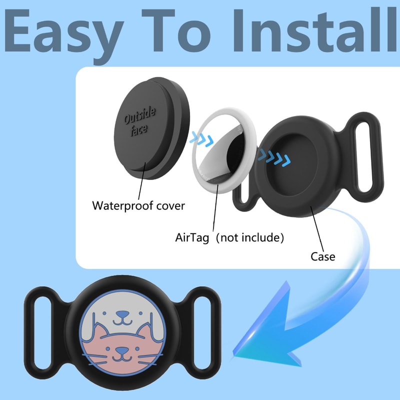 AirTag Pet Collar Silicone Protective Case Waterproof AirTag Pet Tracker Holder 4