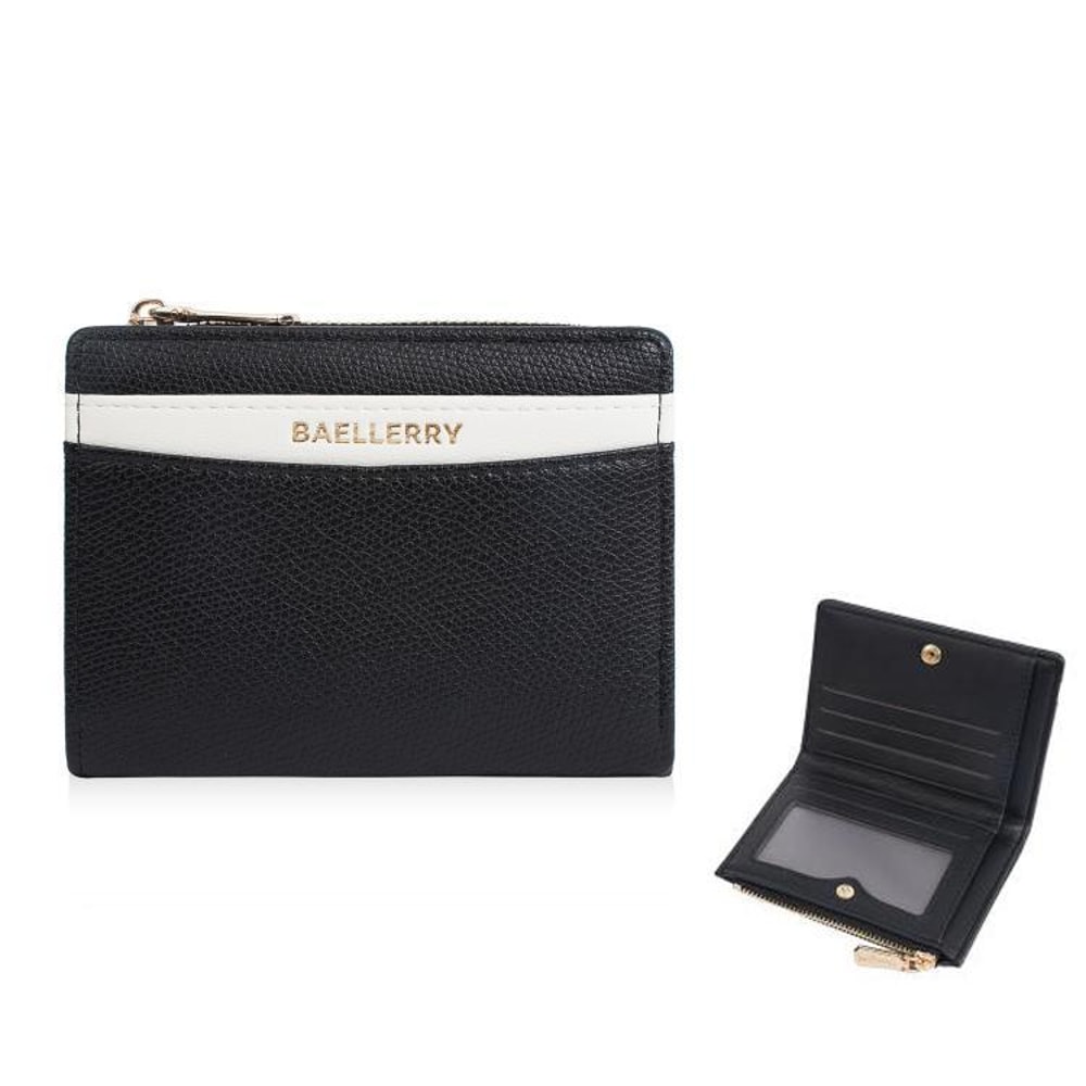 Stylish Women Color Block Compact PU Wallet Slim Leather Card Holder Zipper Purse 8