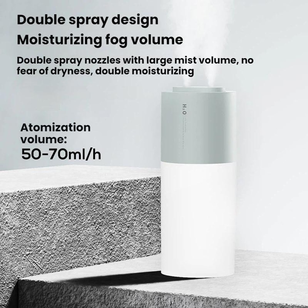 Portable Dual Spray USB Humidifier With Night Light 400ml Tank 4