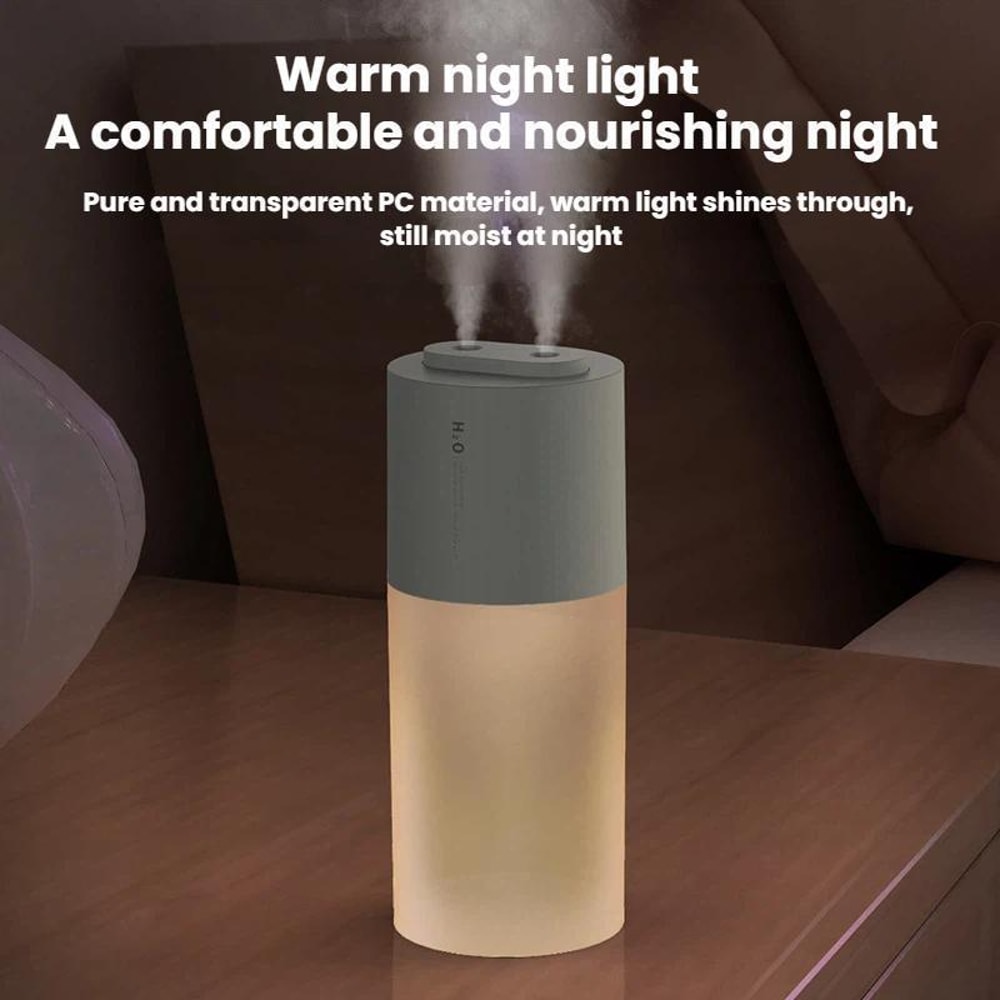 Portable Dual Spray USB Humidifier With Night Light 400ml Tank 8