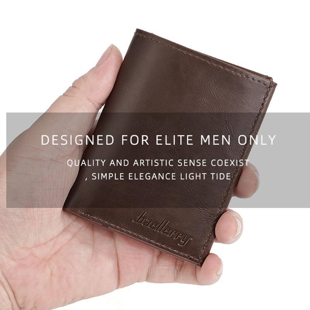 Men Vintage Slim PU Leather Travel Card Holder Wallet Compact Everyday Wallet 2
