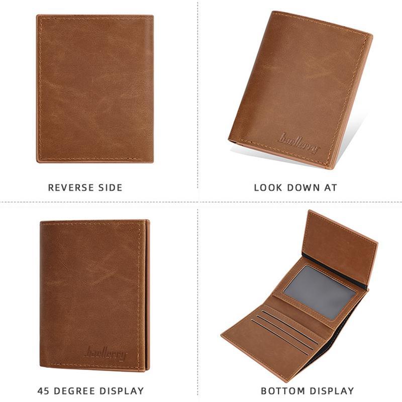 Men Vintage Slim PU Leather Travel Card Holder Wallet Compact Everyday Wallet 4