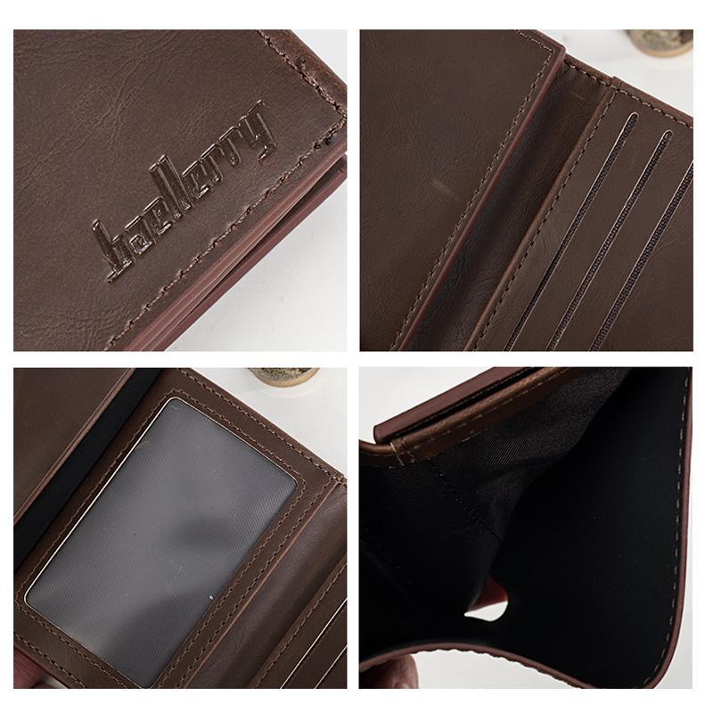 Men Vintage Slim PU Leather Travel Card Holder Wallet Compact Everyday Wallet 5