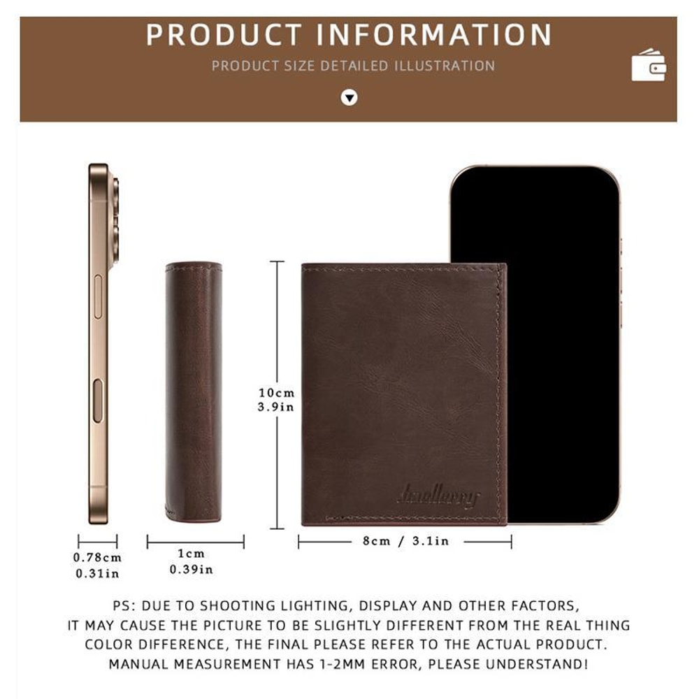 Men Vintage Slim PU Leather Travel Card Holder Wallet Compact Everyday Wallet 6