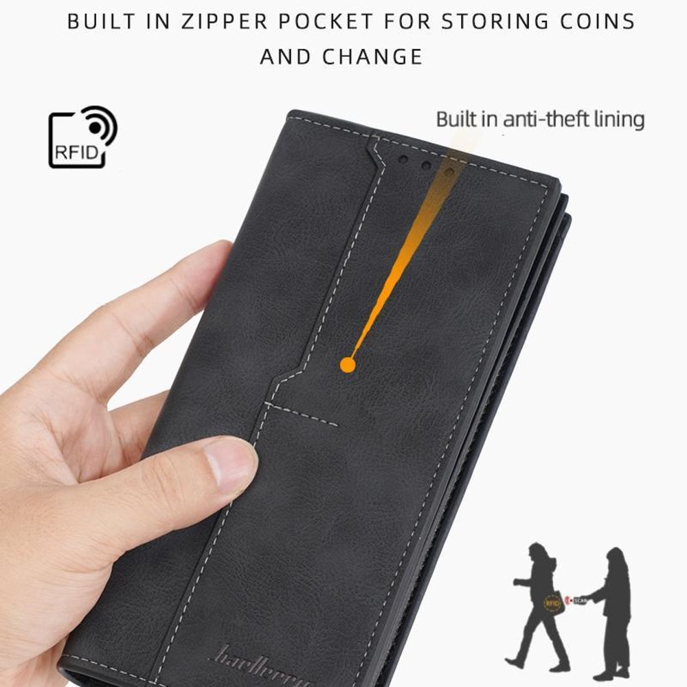 Men Vintage Leather RFID Wallet Long Bifold Zip Card Holder 1