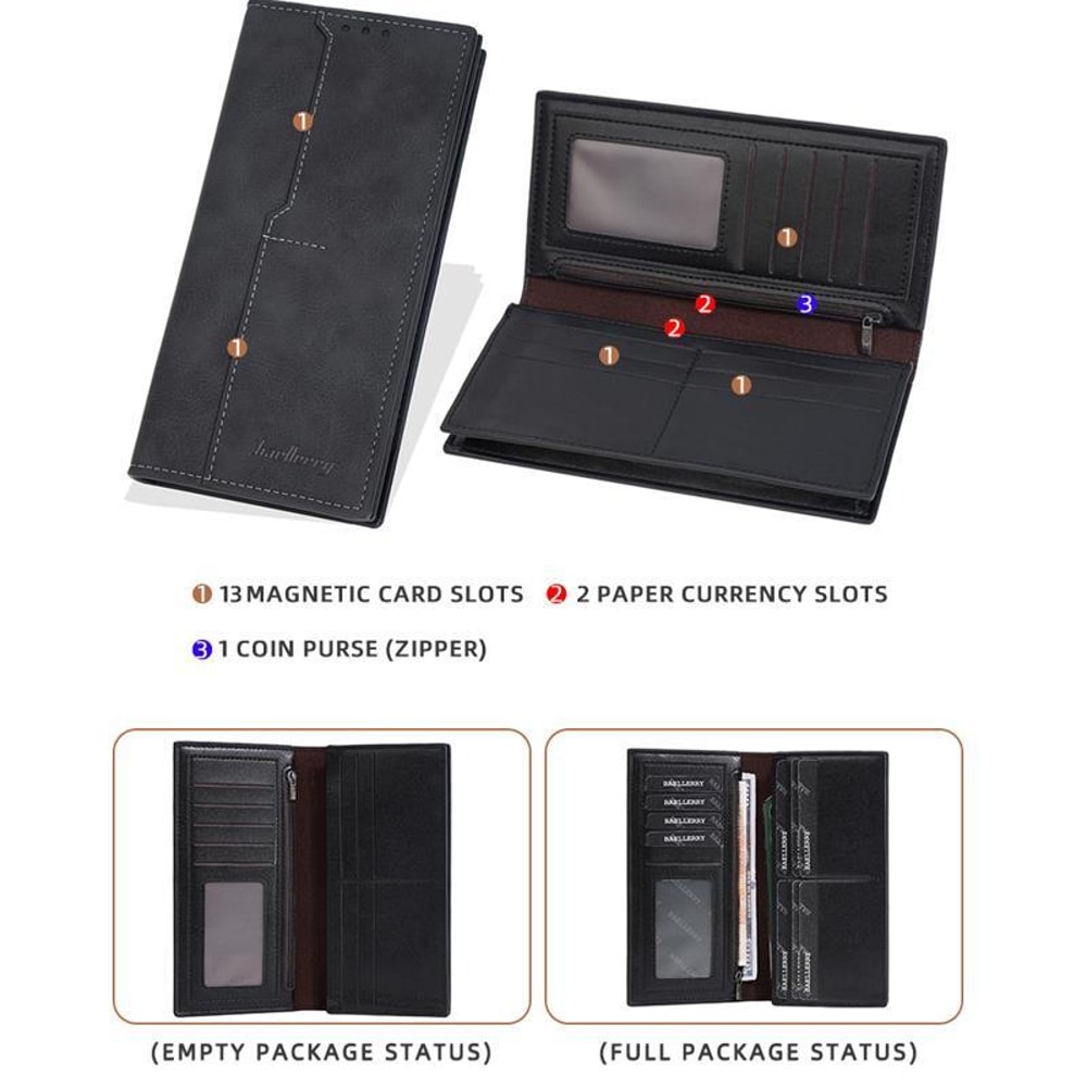 Men Vintage Leather RFID Wallet Long Bifold Zip Card Holder 4