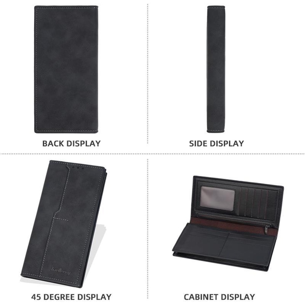Men Vintage Leather RFID Wallet Long Bifold Zip Card Holder 5