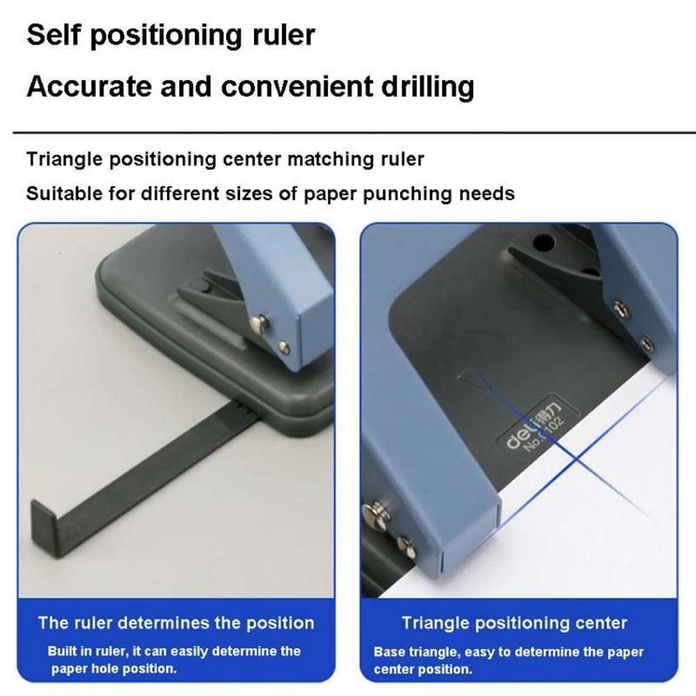 Metal 2 Hole Paper Punch With Ruler Precision Guide 35 Sheet Capacity 6