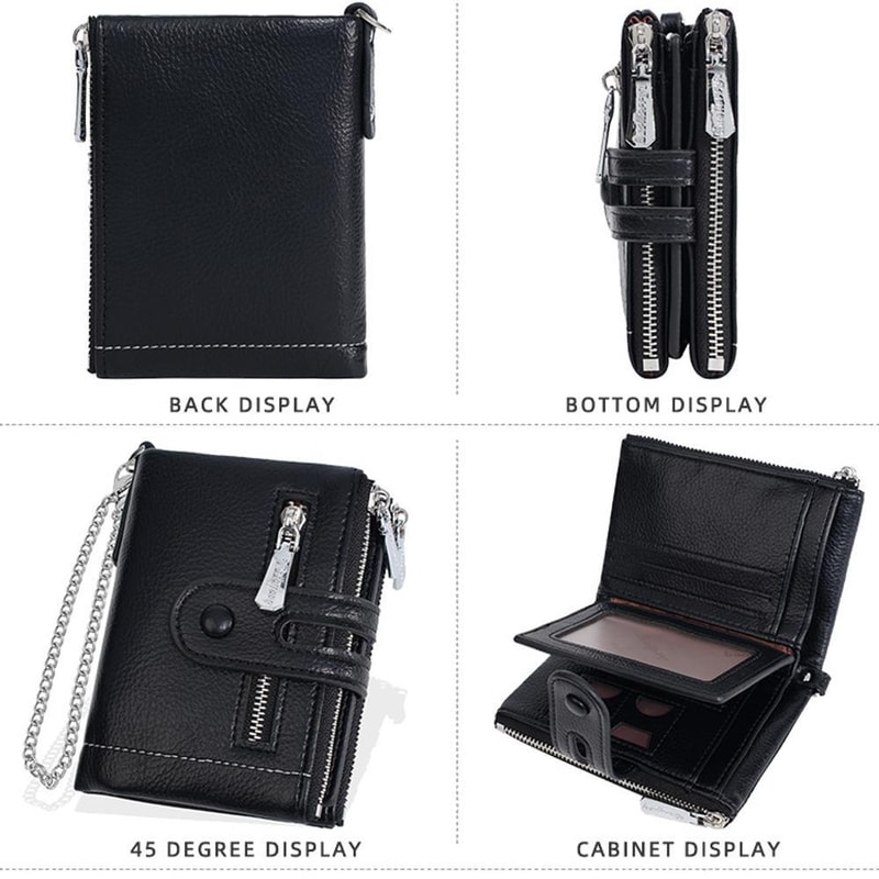 Everyday Compact Chain Wallet For Women PU Leather Card Coin Organizer 4