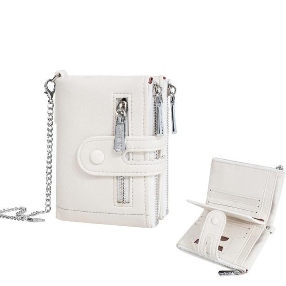 Everyday Compact Chain Wallet For Women PU Leather Card Coin Organizer 9