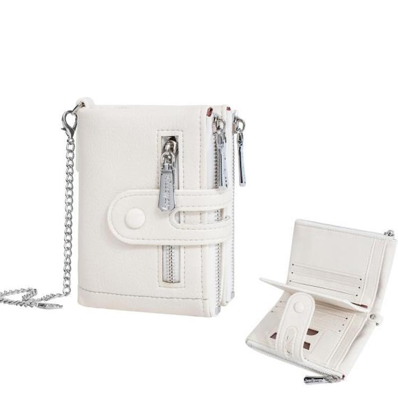 Everyday Compact Chain Wallet For Women PU Leather Card Coin Organizer 9