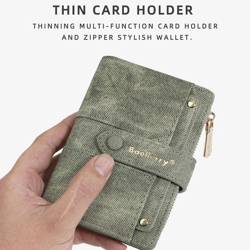 Slim Women Small Wallet With Detachable Card Holder Zippered Coin Pouch 2