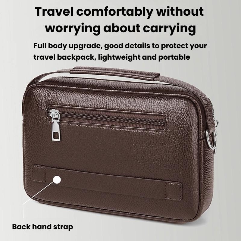 Men Waterproof PU Leather Messenger Bag Large Capacity Commuting Shoulder Bag 4