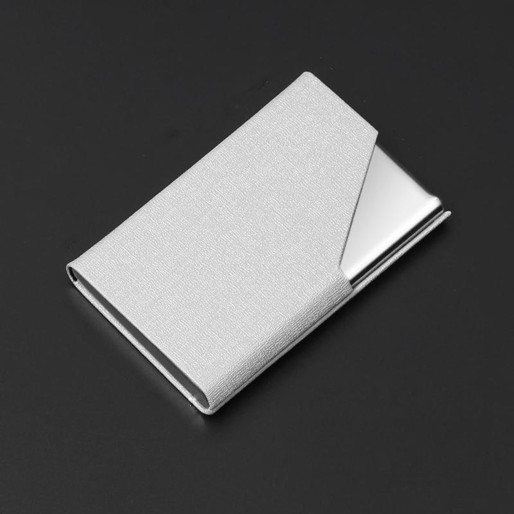 Premium Stainless Steel & Leather Business Card Holder Case