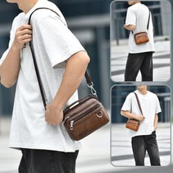 men waterproof minimalist crossbody shoulder bag with adjustable strap