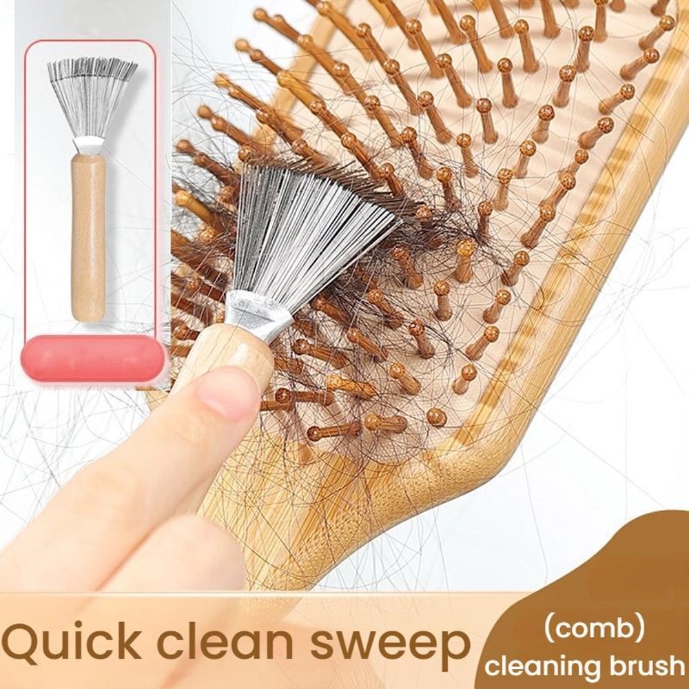 Stainless Steel Comb Cleaning Brush Set, Deep Hair Removal Tool for Cushioned & Grooming Brushes
