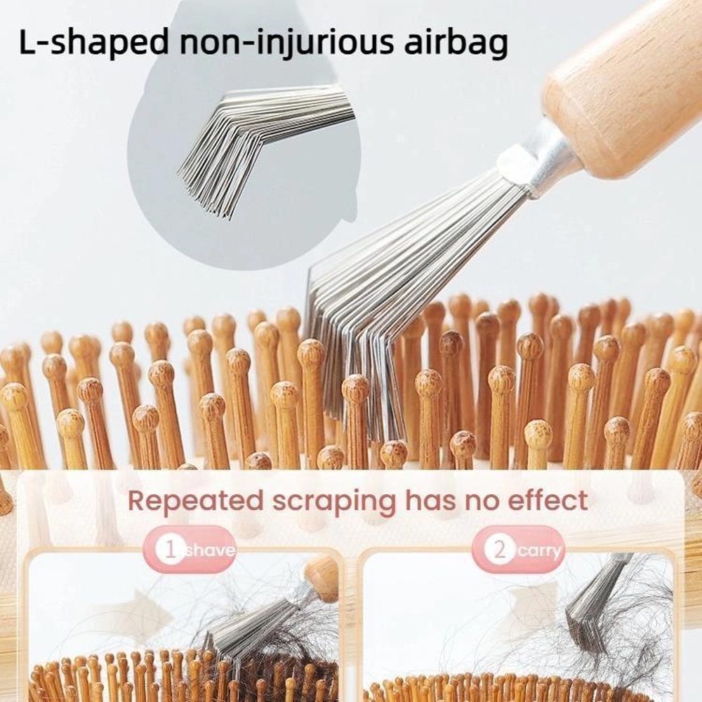 Stainless Steel Comb Cleaning Brush Set, Deep Hair Removal Tool for Cushioned & Grooming Brushes