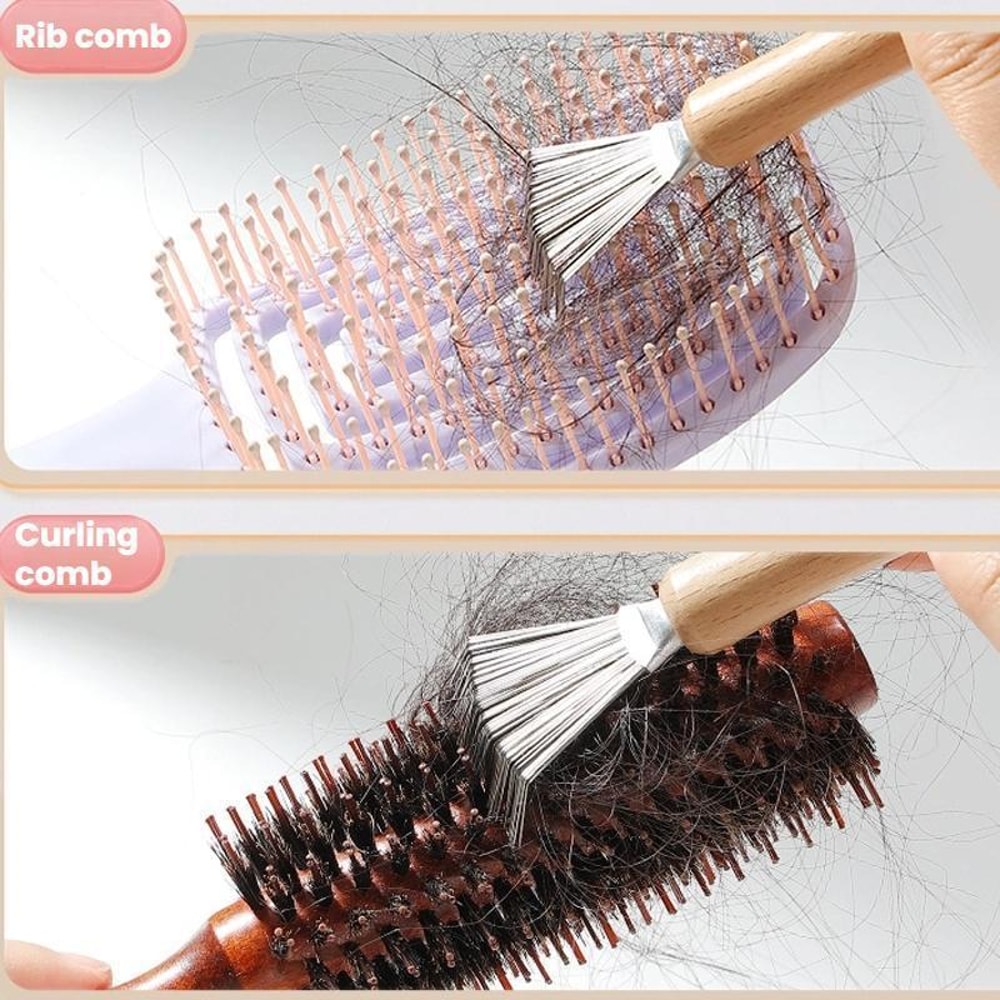Stainless Steel Comb Cleaning Brush Set, Deep Hair Removal Tool for Cushioned & Grooming Brushes