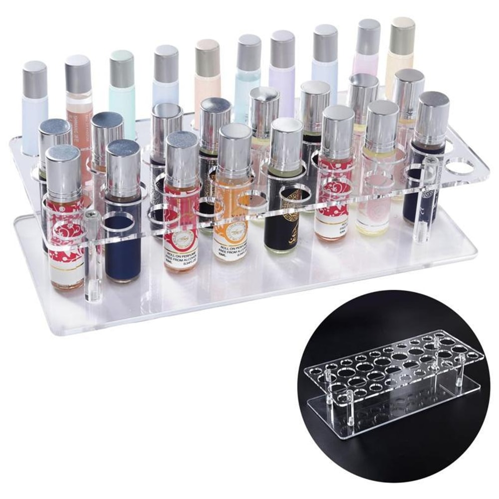 Premium Acrylic Makeup Organizer & Lipstick Organizer Stand 36 Slots, Clear Cosmetic Display Stand