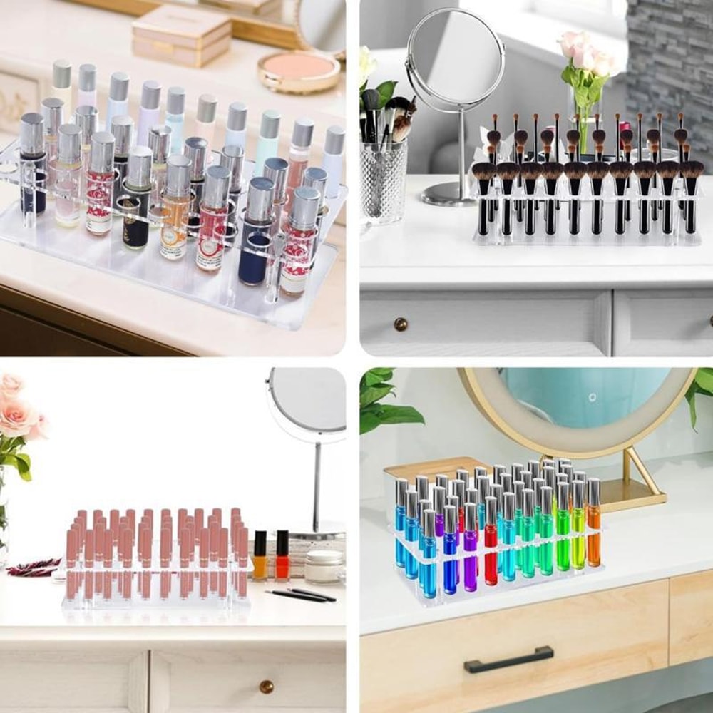 Premium Acrylic Makeup Organizer & Lipstick Organizer Stand 36 Slots, Clear Cosmetic Display Stand