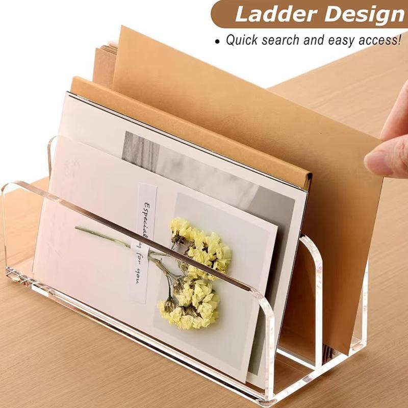 Clear Acrylic Desk File Organizer Desktop Storage Rack 3