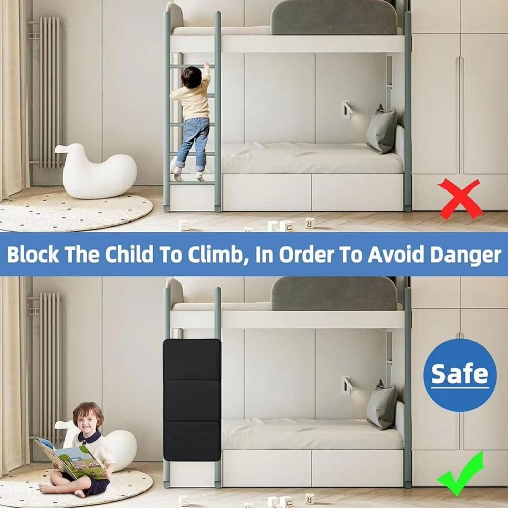 Adjustable Children Bunk Bed Ladder Safety Guard Protector with Locking Plate