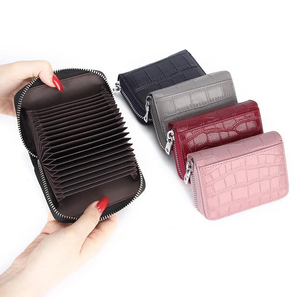 Premium Leather RFID Accordion Card Holder Wallet Anti Magnetic Credit Card Sleeve Organizer 1