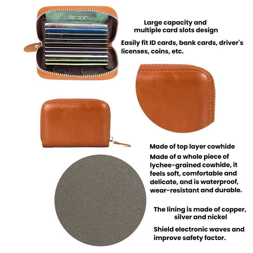 RFID Leather Accordion Card Holder Wallet Secure Multi Card Organizer 4