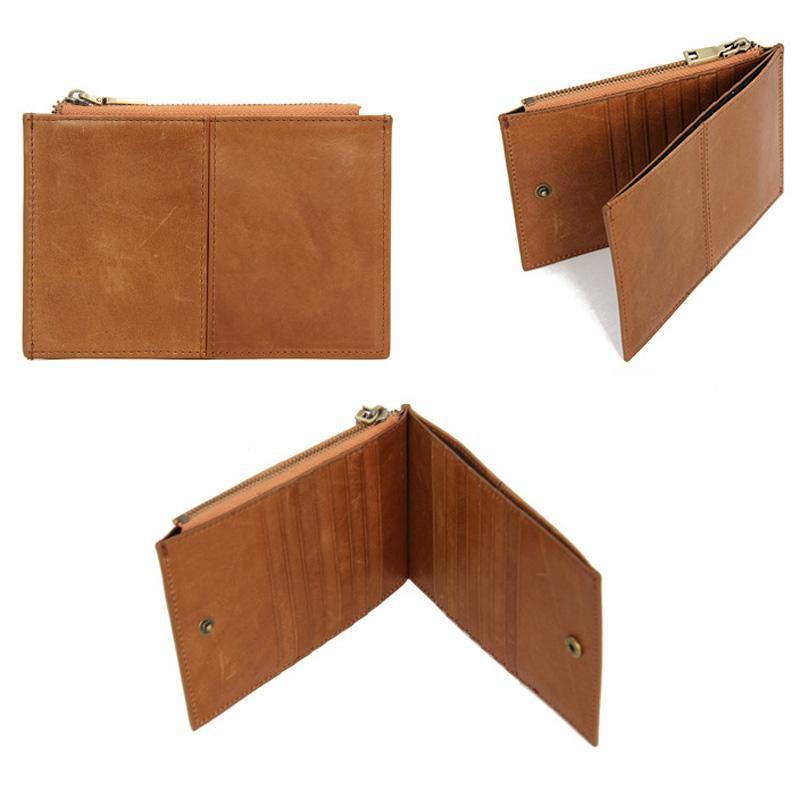 Premium Leather RFID Wallet Ultra Thin Anti Theft Zipper Foldable Card Organizer 5