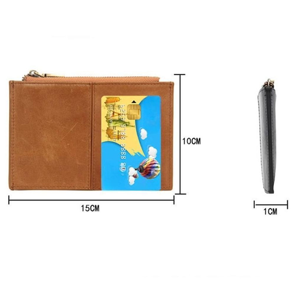 Premium Leather RFID Wallet Ultra Thin Anti Theft Zipper Foldable Card Organizer 6