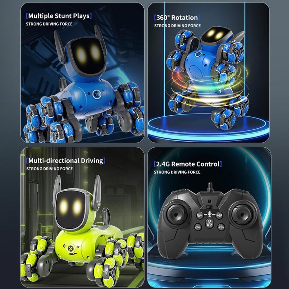 8 Wheel RC Remote Control Robot Dog Toy for Kids & Stunts