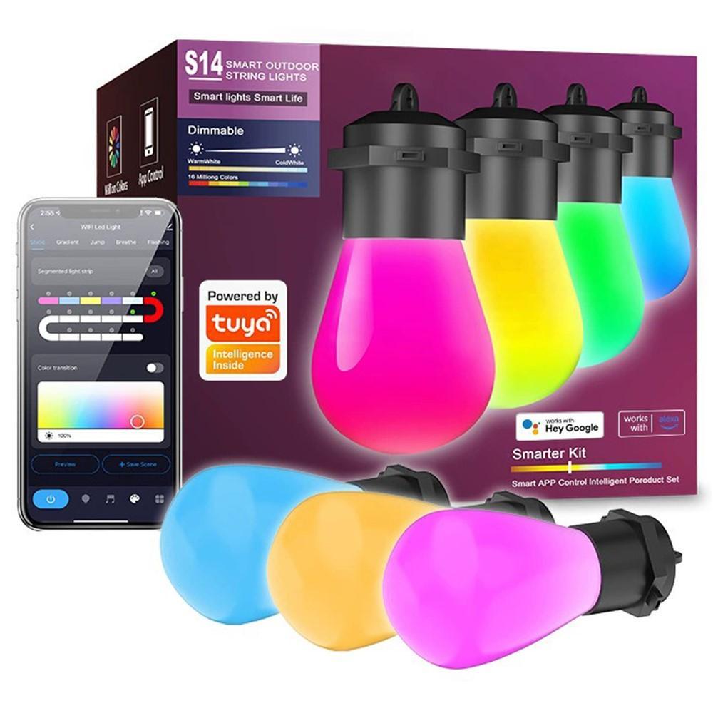 WiFi App Controlled Waterproof RGBIC Outdoor Smart String Lights 12M 20 Bulb