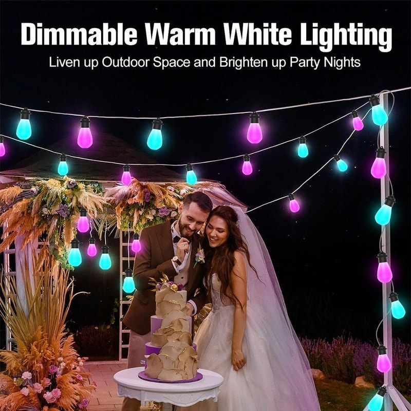 WiFi App Controlled Waterproof RGBIC Outdoor Smart String Lights 12M 20 Bulb