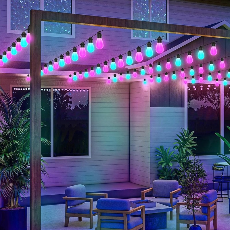 WiFi App Controlled Waterproof RGBIC Outdoor Smart String Lights 12M 20 Bulb