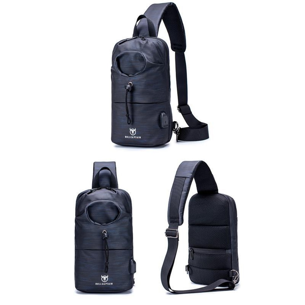 Oxford Crossbody Bag With USB Water Bottle Holder