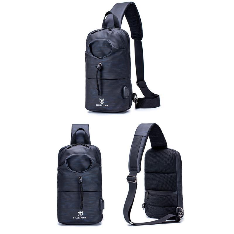Oxford Crossbody Bag With USB Water Bottle Holder